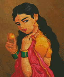 Indian Woman With Fruit Diamond Painting