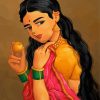 Indian Woman With Fruit Diamond Painting