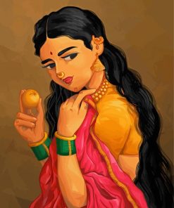 Indian Woman With Fruit Diamond Painting