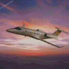 Learjet With Pink Sunset Diamond Paintings