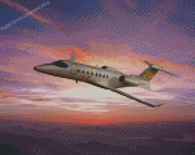 Learjet With Pink Sunset Diamond Paintings