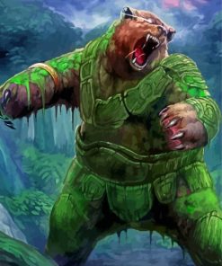 Mad Green Bear Diamond Painting