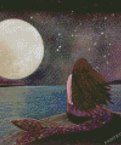 Mermaid Under The Moonlight Art Diamond Painting