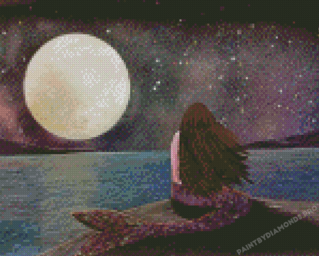 Mermaid Under The Moonlight Art Diamond Painting