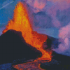 Mountain Volcano Erupting With Pink Cloud Diamond Painting