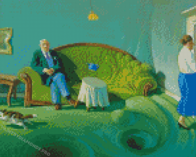 Old Couple And Cat By Michael Diamond Painting