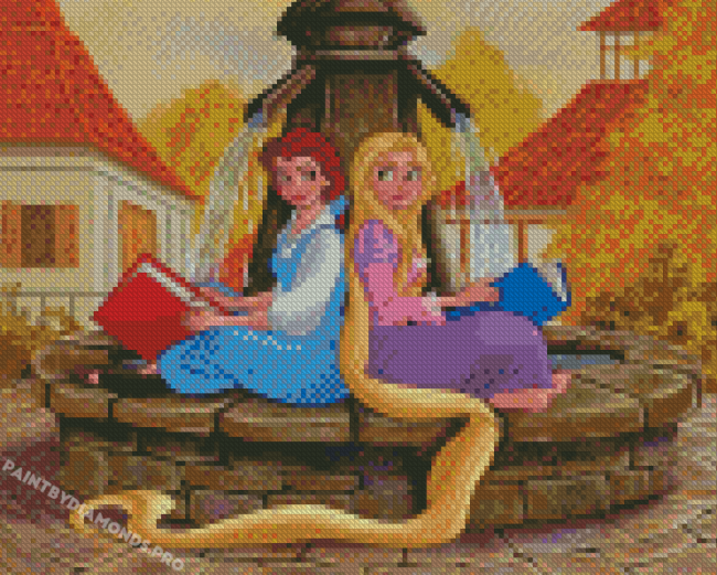 Princesses Belle And Rapunzel Diamond Painting