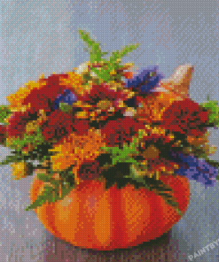 Pumpkin And Flowers Diamond Paintings