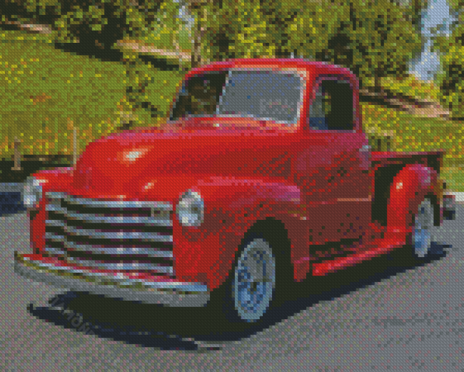 Red 51 Chevy Truck Diamond Painting