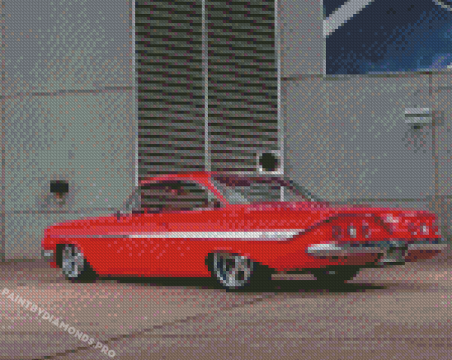 Red 61 Impala Car Diamond Painting