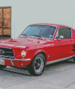 Red 67 Mustang Fastback Diamond Paintings