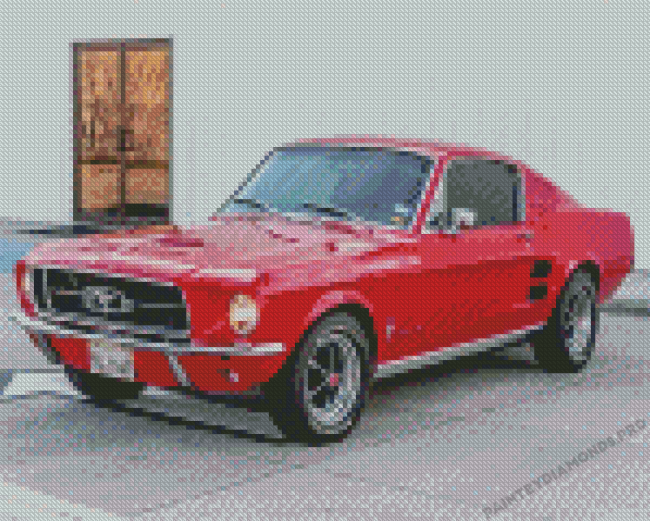 Red 67 Mustang Fastback Diamond Paintings