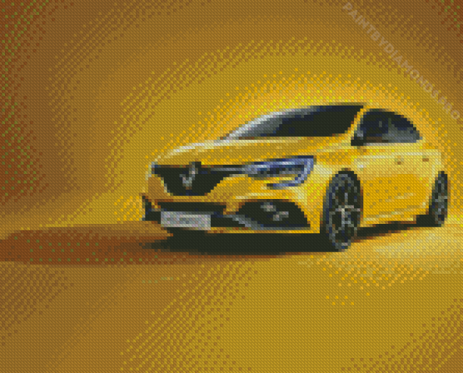 Renault Yellow Megane Luxury Car Diamond Painting