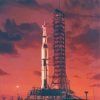 Saturn 5 Rocket With Sunset Diamond Painting