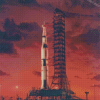 Saturn 5 Rocket With Sunset Diamond Painting