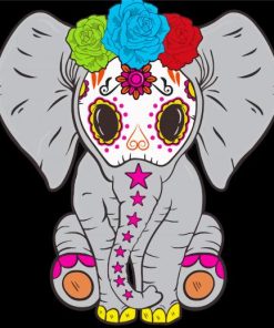 Sugar Skull Baby Elephant Animal Diamond Painting