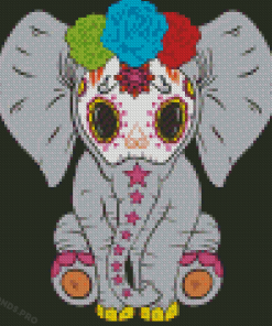 Sugar Skull Baby Elephant Animal Diamond Painting