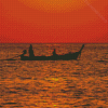 Sunset And Fisherman In Boat Diamond Painting