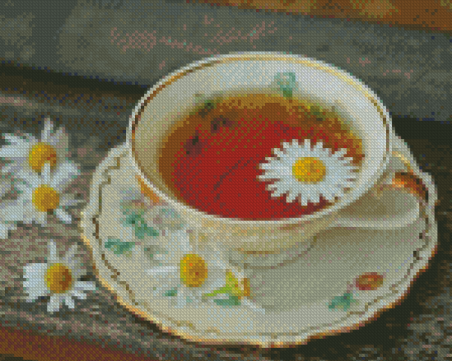 Tea And Flowers Diamond Painting