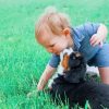 Toddler With Black Puppy Diamond Painting