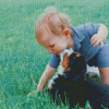 Toddler With Black Puppy Diamond Painting