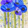 Abstract Blue Poppies Art Diamond Painting