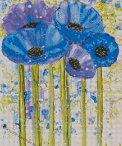 Abstract Blue Poppies Art Diamond Painting