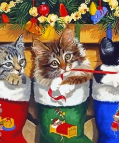 Adorable Cats In Stockings Diamond Painting