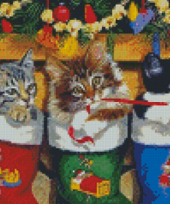 Adorable Cats In Stockings Diamond Painting