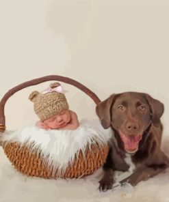 Baby And Labrador Retriever Diamond Painting