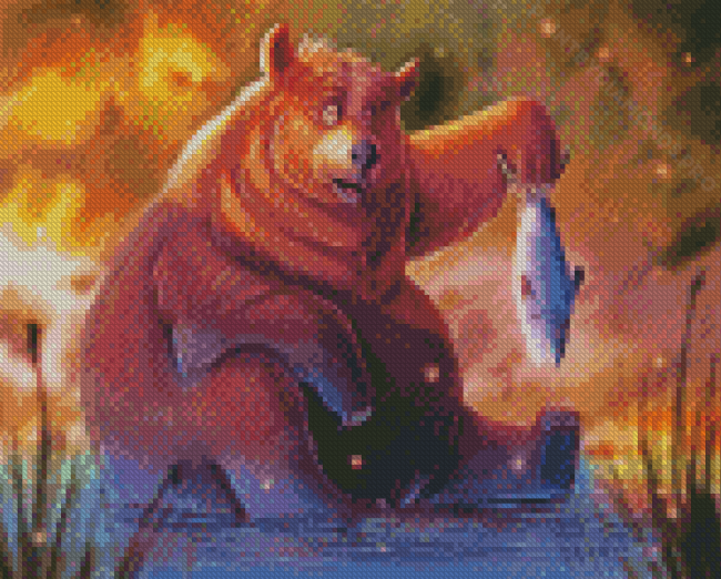 Bear Fishing Art Diamond Painting