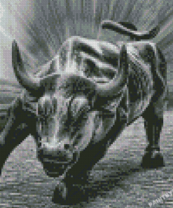 Black And White Bull Statue Diamond Painting