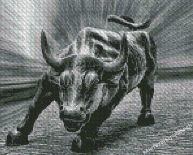 Black And White Bull Statue Diamond Painting