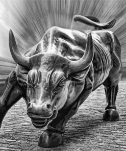 Black And White Bull Statue Diamond Painting