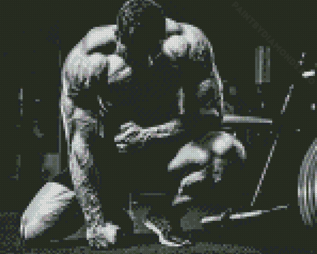 Black And White Strong Muscle Man Diamond Painting