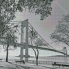 Black And White Verrazzano Narrows Bridge View Diamond Painting