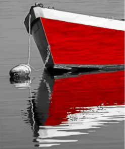 Black And White Red Boat Diamond Painting