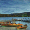 Boats In Coniston Water Lake Diamond Painting