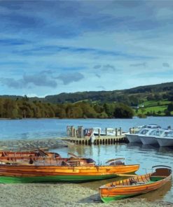 Boats In Coniston Water Lake Diamond Painting