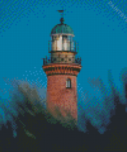 Brick Lighthouse At Night Diamond Painting