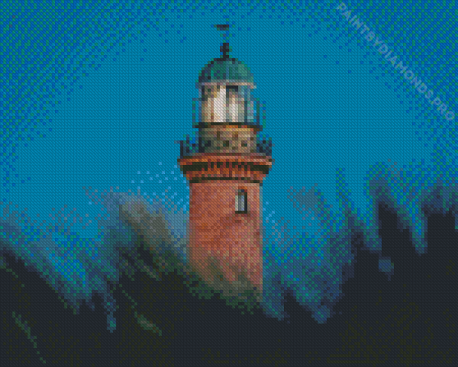 Brick Lighthouse At Night Diamond Painting