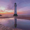 Brighton Sunset At Perch Rock Lighthouse Diamond Painting