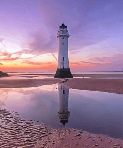 Brighton Sunset At Perch Rock Lighthouse Diamond Painting