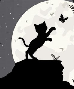 Cat And Butterfly Silhouette Diamond Painting