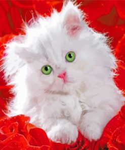 Cat And Red Roses Diamond Painting