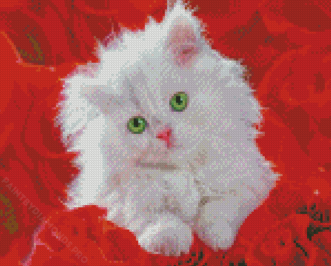 Cat And Red Roses Diamond Painting