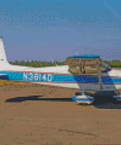 Cessna 182 Airplane White And Blue Diamond Painting