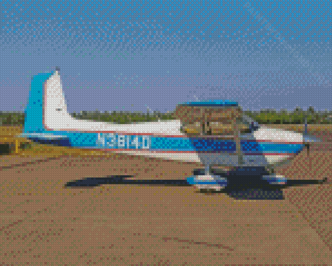 Cessna 182 Airplane White And Blue Diamond Painting