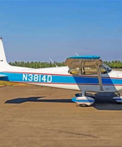 Cessna 182 Airplane White And Blue Diamond Painting