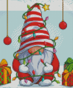 Christmas Gnome With Tree Diamond Painting